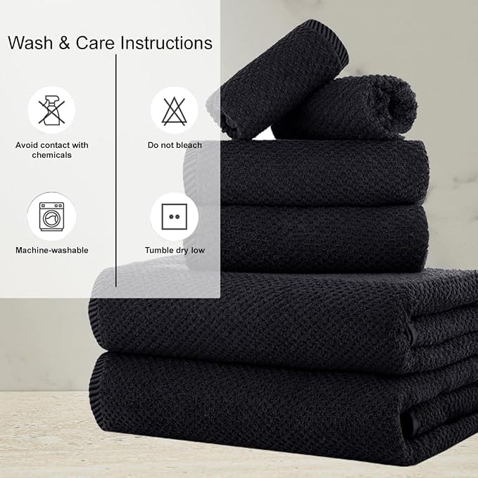 CASA COPENHAGEN Popcorn 6Pcs 100% Egyptian Cotton Large Designer Towels Gift - Image 4