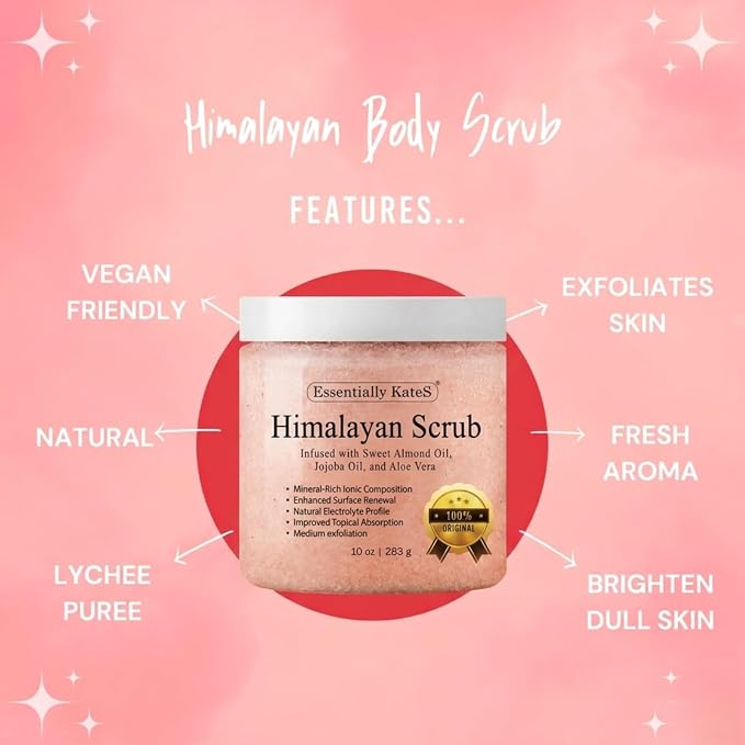 Himalayan Salt Body Scrub with Almond Oil, Exfoliating Mineral Formula - Image 7