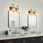 Bathroom Crystal Vanity Lights 2-Light Black Gold Wall Lamp Modern Crystal - Image 6