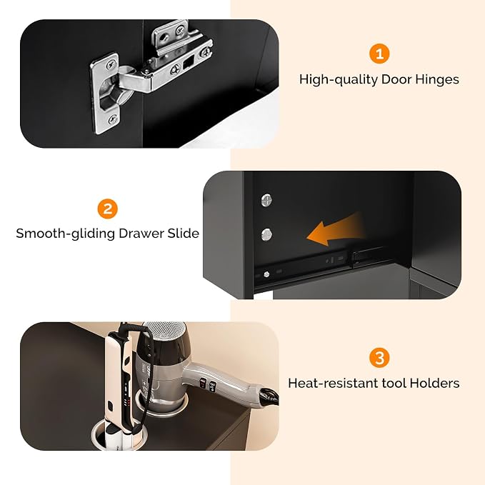 OmySalon Salon Stations for Hair Stylist, Locking Barber Station Organizer - Image 4