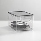 mDesign Deep Plastic Bathroom Storage Bin Box, Lid/Built-in Handles, - Image 3