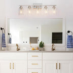 5 Light Bathroom Light Fixtures Brushed Nickel Vanity Light Over Mirror Modern - Image 2