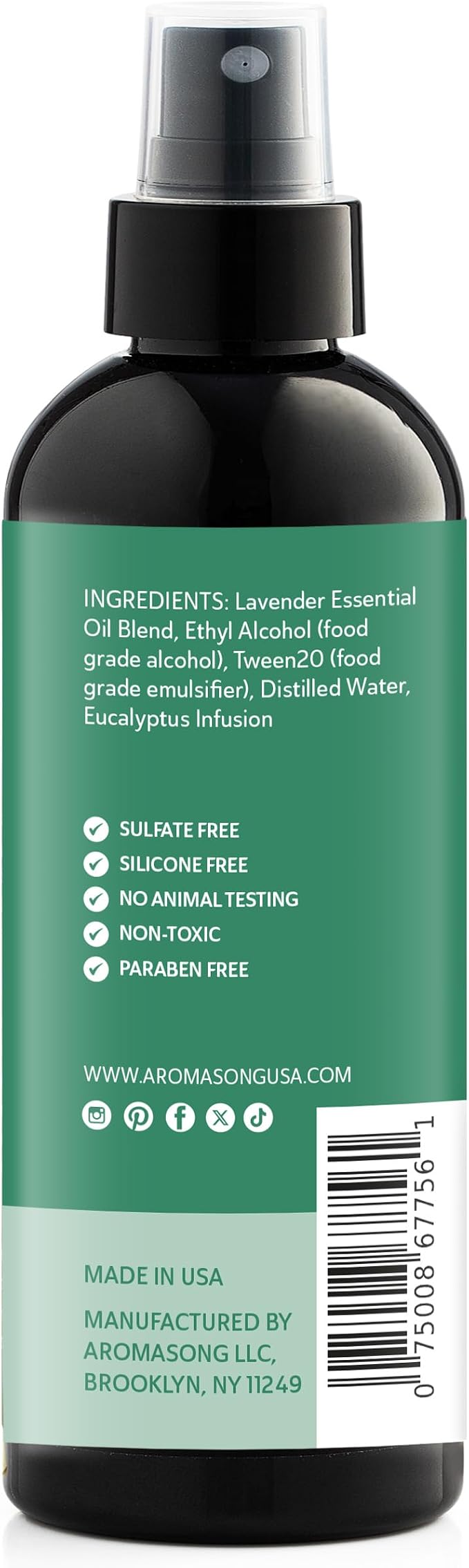 Aromasong Eucalyptus Mint Room Spray – Natural Room Deodorizer Non-Toxic - Image 7