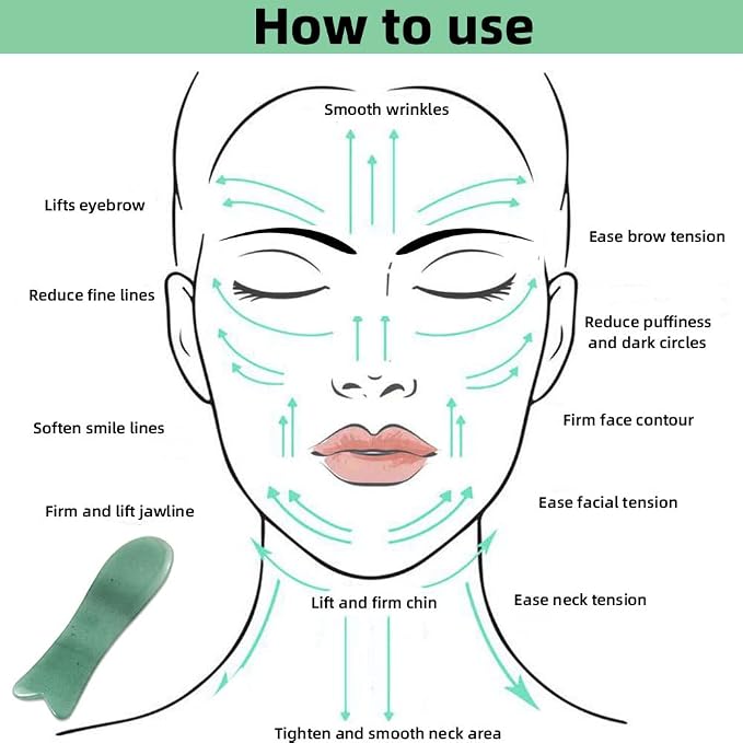 Facial Gua Sha Tool for Chin Massage Tool Natural Jade Stone Gua Sha Board for - Image 4