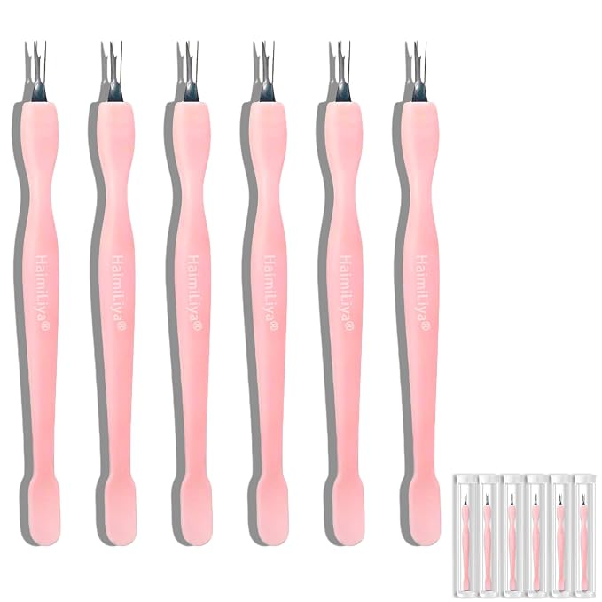 6Pcs 2-in-1 Cuticle Fork with Pusher, Dual-end Cuticle Remover Nail Pusher by HaimiLiyaHome