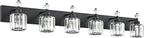 PRESDE 6-Light Crystal Bathroom Lights Fixtures Modern Matte Black Bathroom by HOME