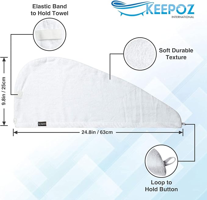 KEEPOZ Hair Towel Wrap Quick Dry 100% Cotton Super Absorbent Turban Head Wrap - Image 2