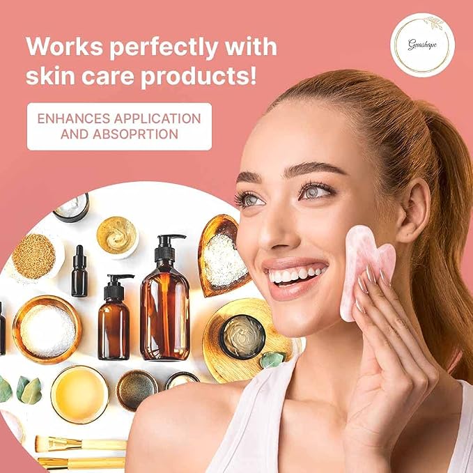 Natrual Rose Quartz Gua Sha Facial Tools | Guasha Tool - Image 5