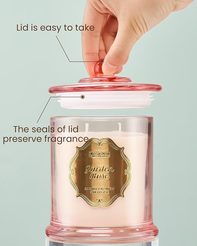 M&SENSE Rose Candles for Home Scented, Organic Soy Candles Non Toxic Soot-Free - Image 3