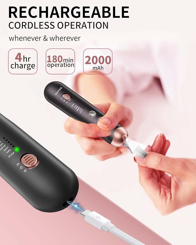 Professional Manicure Pedicure Kit, Cordless Electric Nail File Set, - Image 3