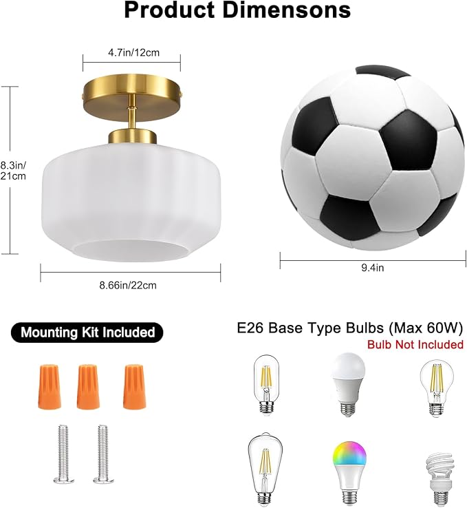 Industrial Gold Matte Light Fixtures Ceiling Mount, - Image 4