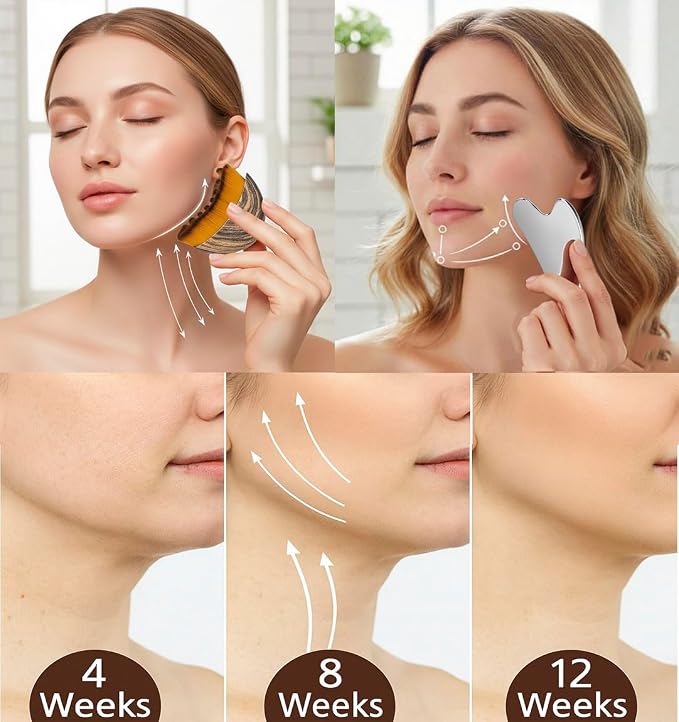2 PCS Set Lymphatic Contour Face Brush, Stainless Steel Guasha Tool, Lymphatic - Image 2