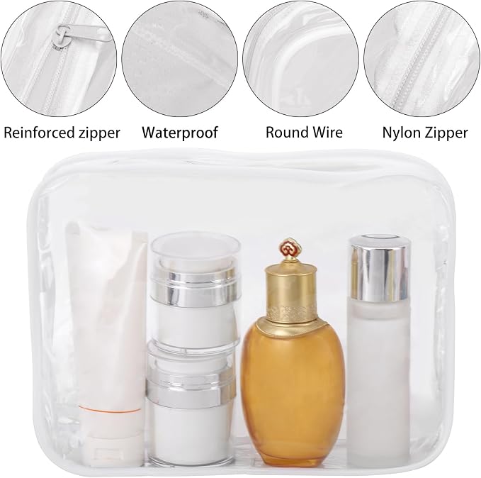 Tbestmax 10 Pack Clear Cosmetic Bags Makeup Bags Portable Waterproof TSA - Image 3