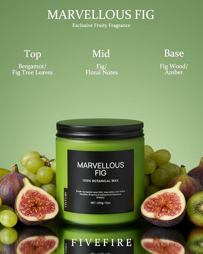 Fig Tree Home Scented Candles, 13oz Organic Soy Wax, 76-Hour Clean Burning - Image 2