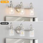 3 Lights Vanity Light Fixture, Brushed Nickel Bathroom Wall Sconces, Modern - Image 2