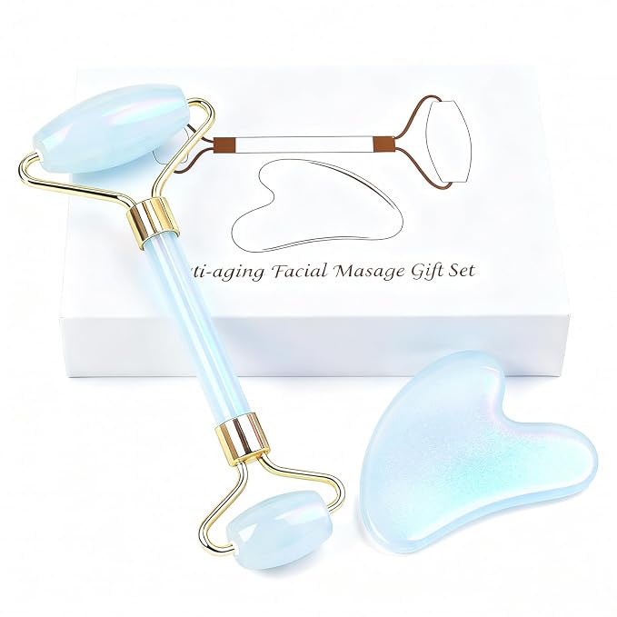 Jade roller and gua sha, facial roller, women's skincare tool, self-care gift by Werncy