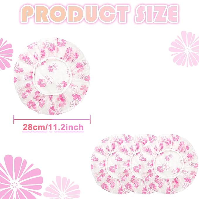 18Pcs Plastic Shower Caps for Women Waterproof Bath Caps Bathing Hair Cap - Image 2
