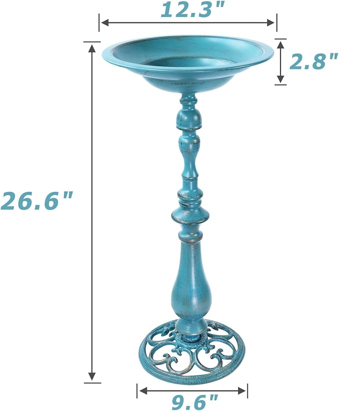 26.6”H×12.3" W Cast Iron Pedestal Bird Bath，Metal Birdbaths Bird Feeder Seed - Image 3