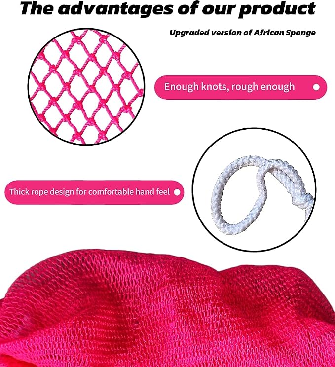 SPMKTBOZAI African Net Sponge Authentic, Exfoliating Body Scrubber Bath Sponge - Image 3