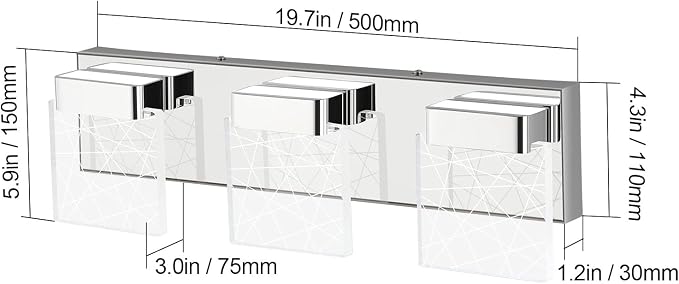 Aipsun Modern Bathroom Vanity Light 3 Light Stainless Steel Chrome Vanity - Image 4