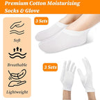6 Pairs Moisturizing Socks Gloves Set, Spa Foot Moisturizer Socks & Cotton - Image 3