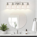 Indoi 5-Light Bathroom Light Fixtures, Brushed Nickel Bathroom Vanity Light - Image 7