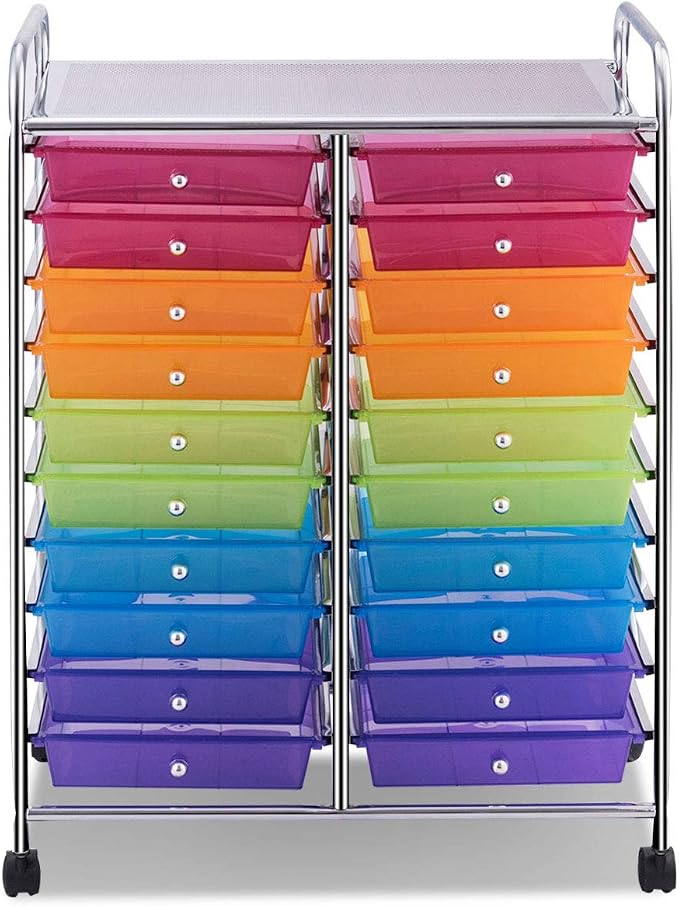 Giantex 20 Drawer Rolling Storage Cart Tools Scrapbook Paper Office School - Image 8