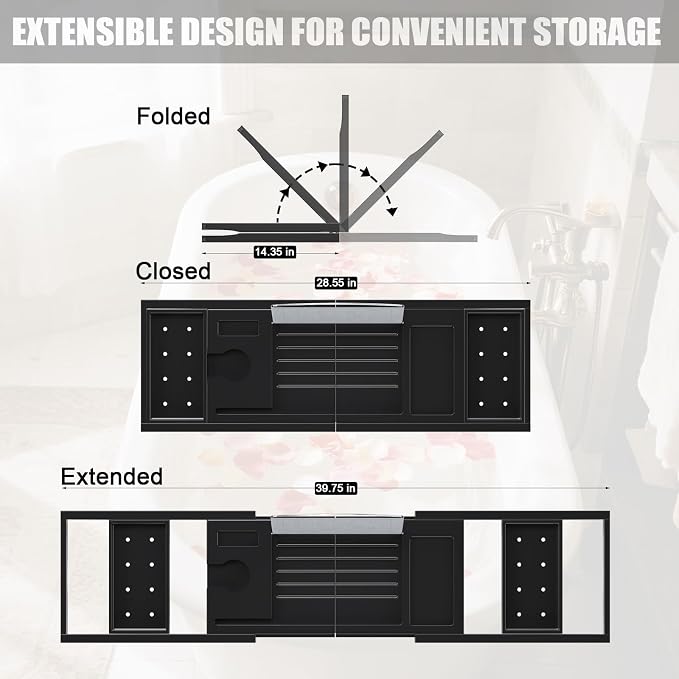Bathtub Tray Caddy, Expandable Bath Trays - Image 4