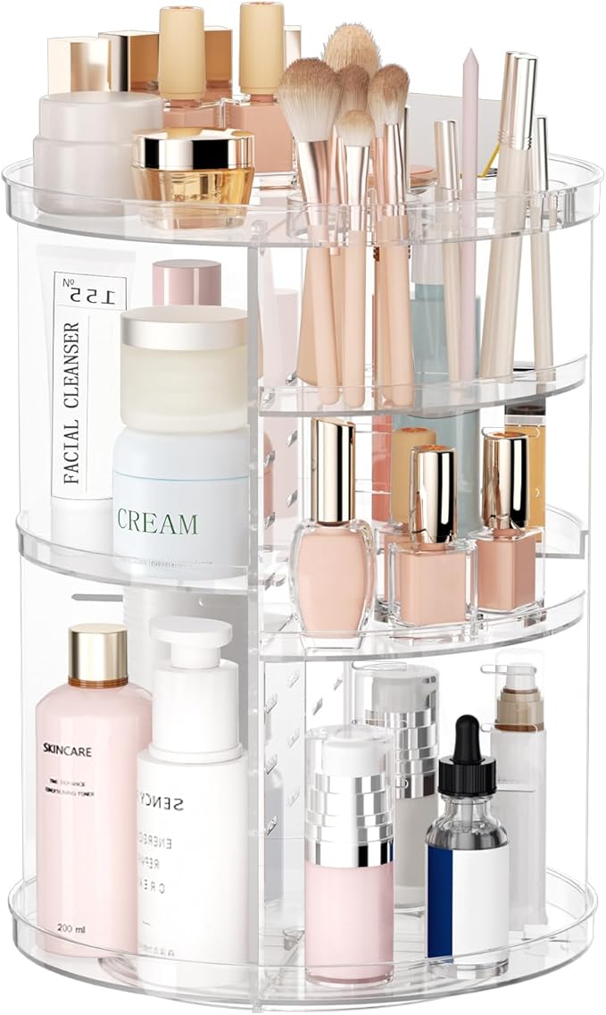 Rotating Makeup Organizer, DIY 8 Adjustable Layers Spinning Skincare Organizer by Jiavarry