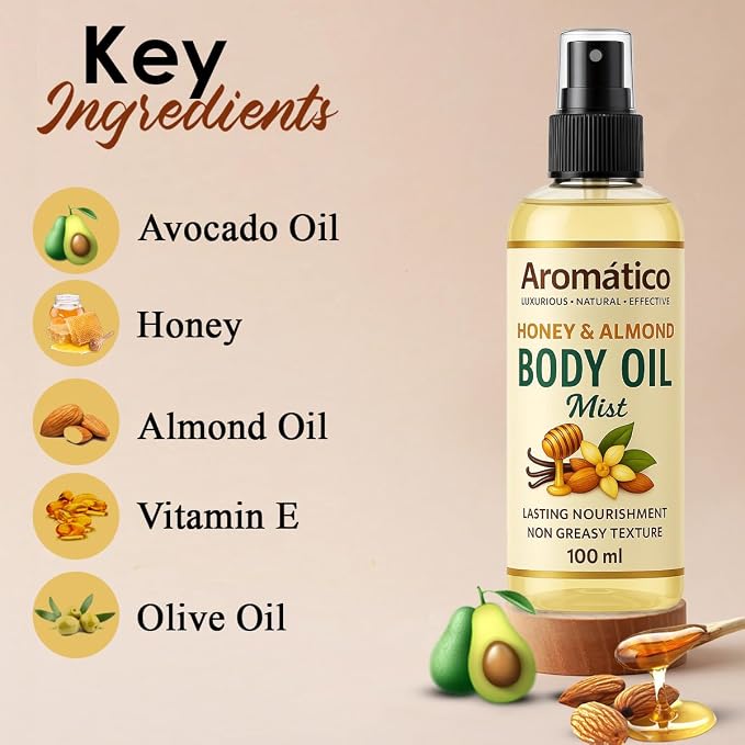 Aromatico Honey & Almond Body Oil Mist - Image 3