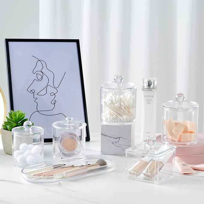 SheeChung Acrylic Vanity Tray, 2 Pack, 9.65 in x 4.5 in x 0.79 in, Catchall Tray - Image 4