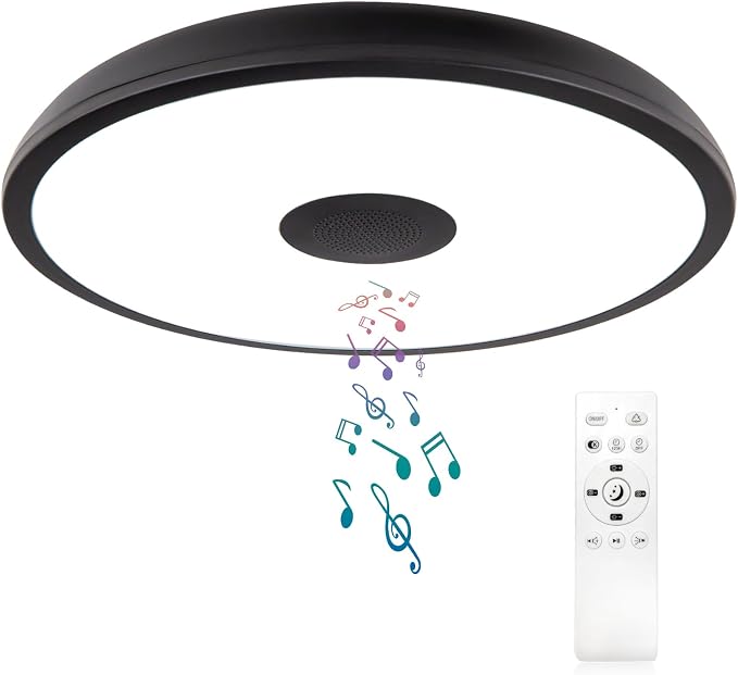 Black Waterproof LED Flush Mount Ceiling Light Fixture, by AlwaysOnAlwaysWarm