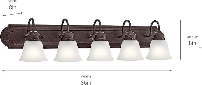 Kichler 36" 5-Light Vanity Bath Light in Tannery Bronze Powder Finish, Modern - Image 2