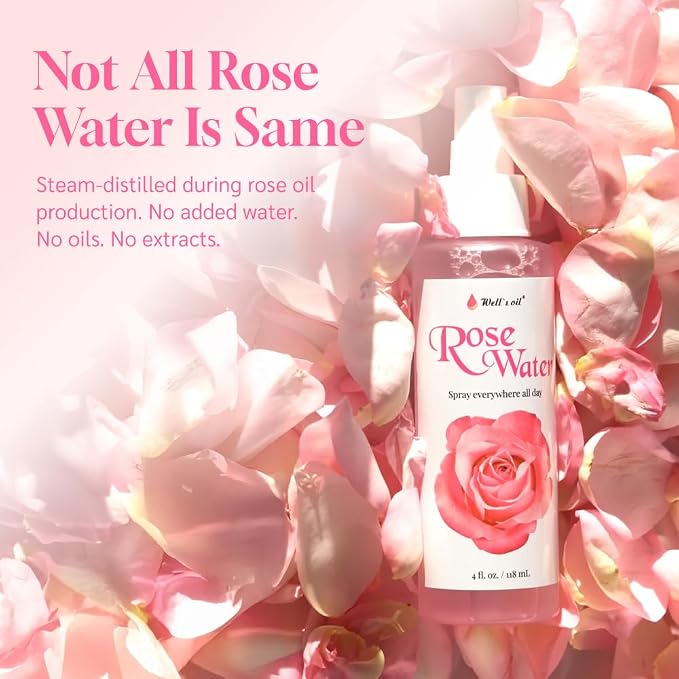 Well's Oil Rosewater Face & Hair Mist Spray | 4-Pack | Floral Rosewater - Image 4