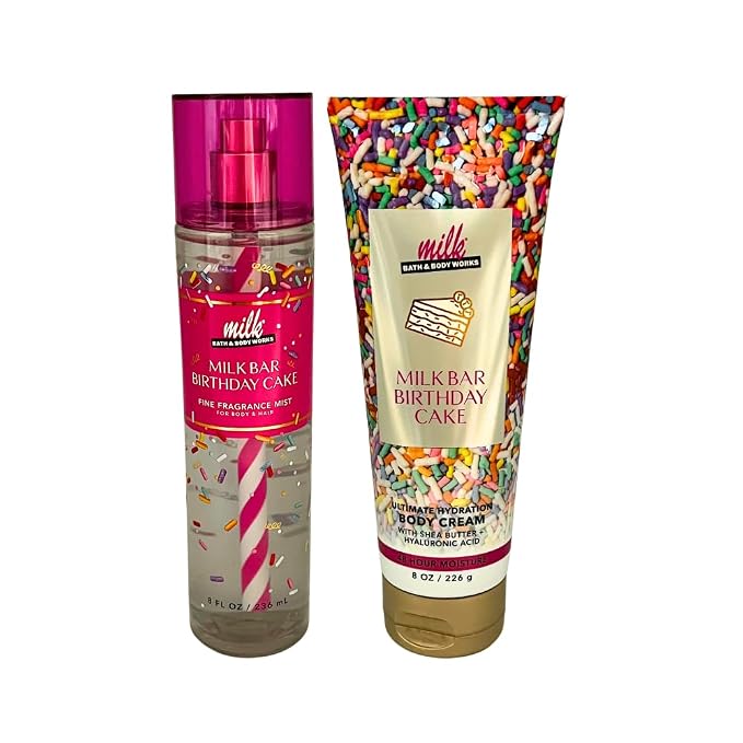 Bath & Body Works MILK BAR BIRTHDAY CAKE Fine Fragrance Mist & Body Cream 2pc - Image 5