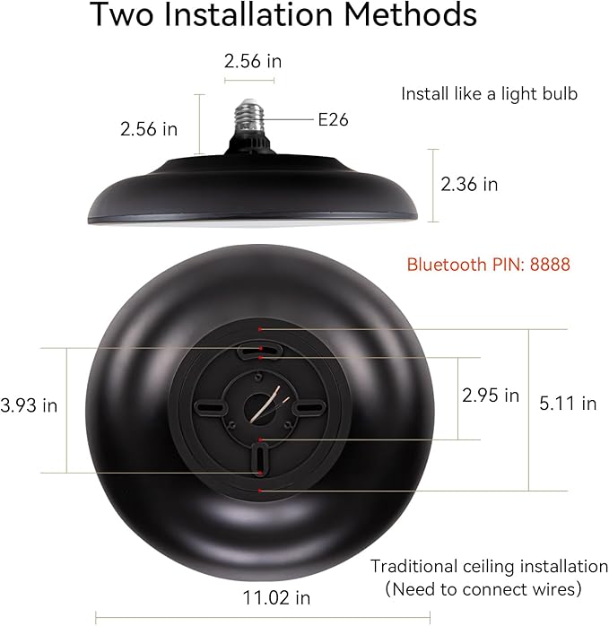 Black Waterproof LED Flush Mount Ceiling Light Fixture, - Image 2