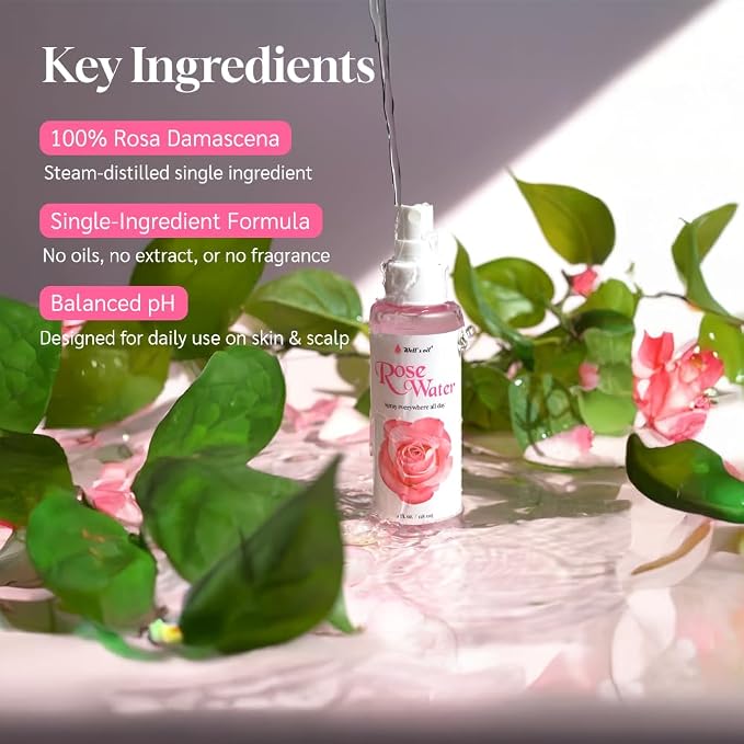 Well's Oil Rosewater Face & Hair Mist Spray | 4-Pack | Floral Rosewater - Image 3