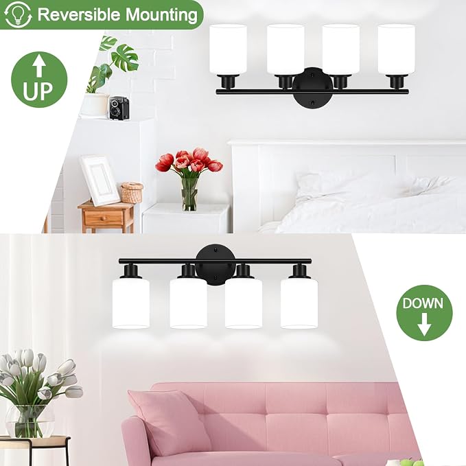 Zarbitta 4-Light Bathroom Light Fixtures, Bathroom Wall Lamp - Image 8