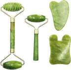 Bibabala 4-PCS Face Roller and Gua Sha Set, Skin Care Roller, Jade Roller Set by Bibabala