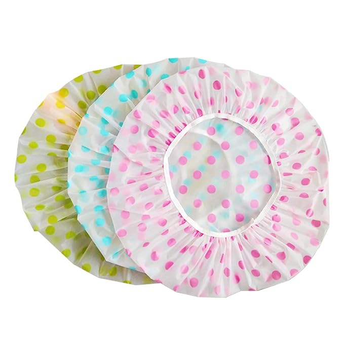 TCOTBE 6 Pieces Waterproof EVA Plastic Shower Cap, Elastic Reusable Bathing Cap by TCOTBE