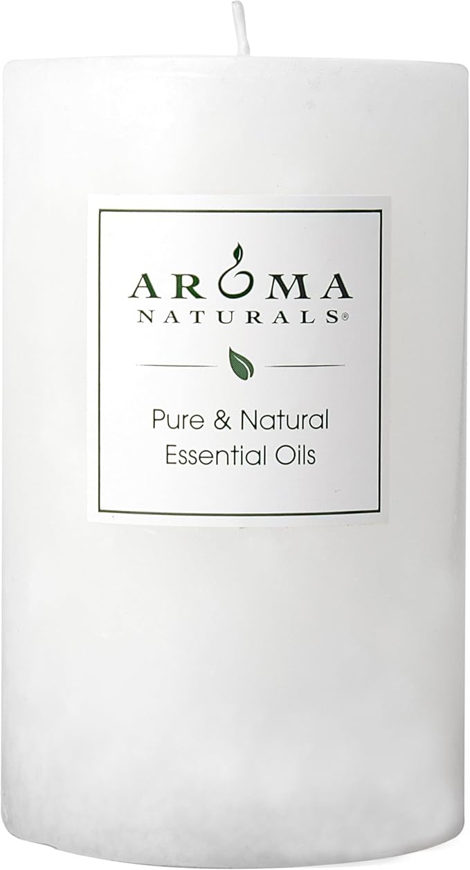 Aroma Naturals Patchouli and Frankincense Essential Oil White Scented Pillar by Aroma+Naturals