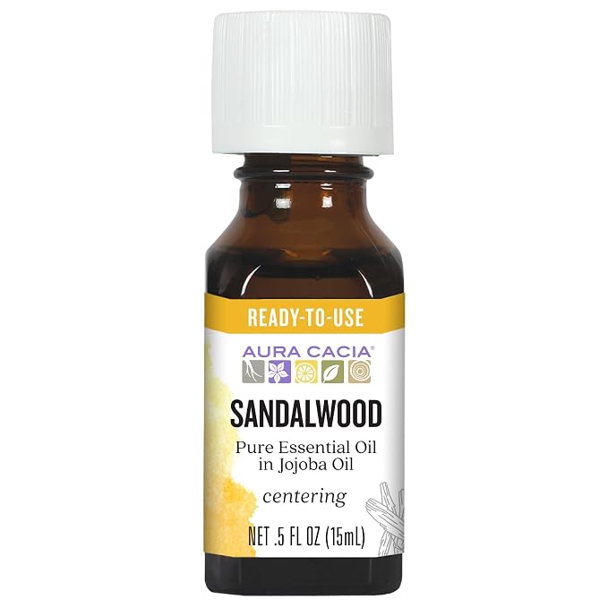 Aura Cacia Ready-to-Use Sandalwood Essential Oil in Jojoba Oil, 0.5 Fl Oz by AuraCacia