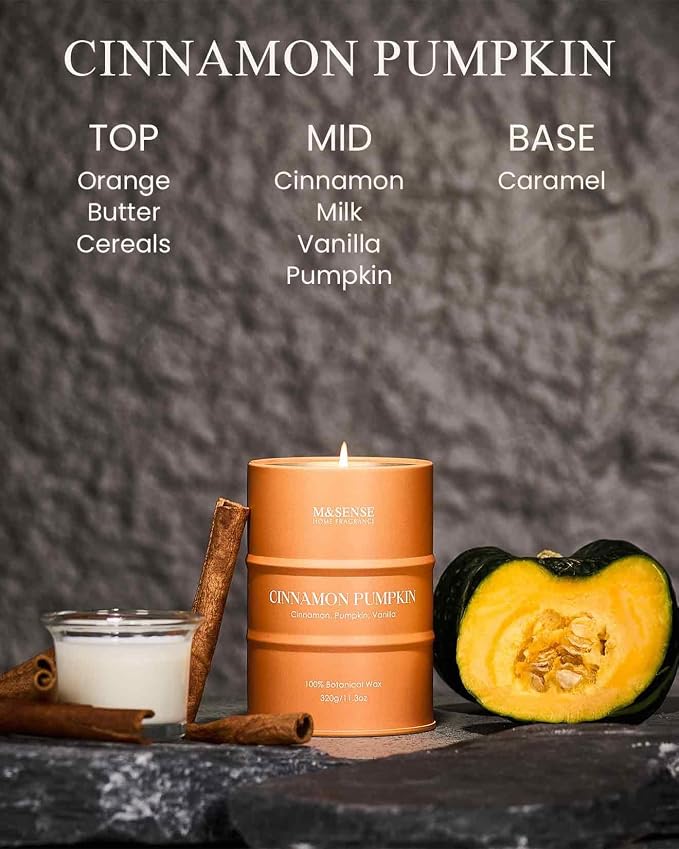M&SENSE Cinnamon Pumpkin Scented Candles Christmas Decor, Natural Non Toxic - Image 2