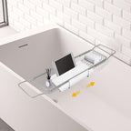 Stainless Steel Bathtub Tray, Expandable Marble Bath Tray - Image 6