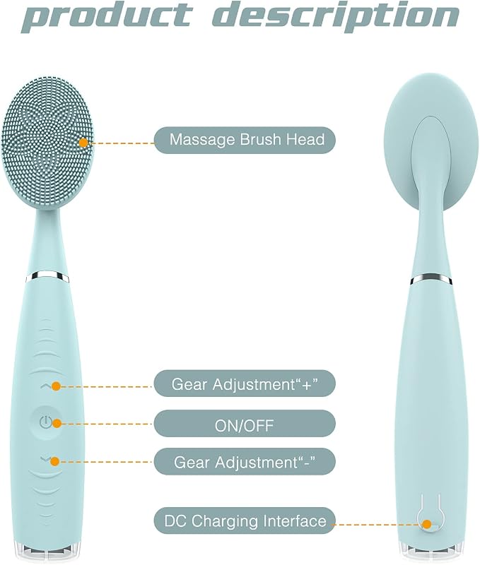 TUGOKU Sonic Facial Cleansing Brush Waterproof Scrub Face Brush - Image 2