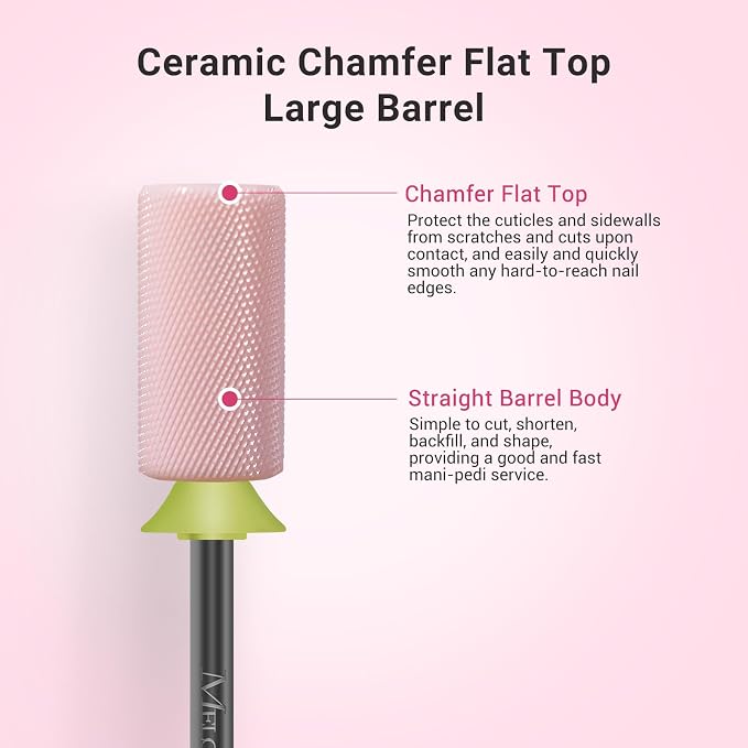 MelodySusie Ceramic Nail Drill Bits, 3/32'' Chamfer Flat Top Large Barrel Bits - Image 3
