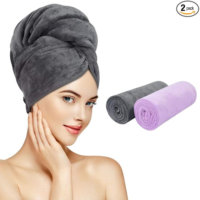 SUNLAND Microfiber Hair Towels Anti Frizz Hair Drying Towel Super Absorbent by SUNLAND