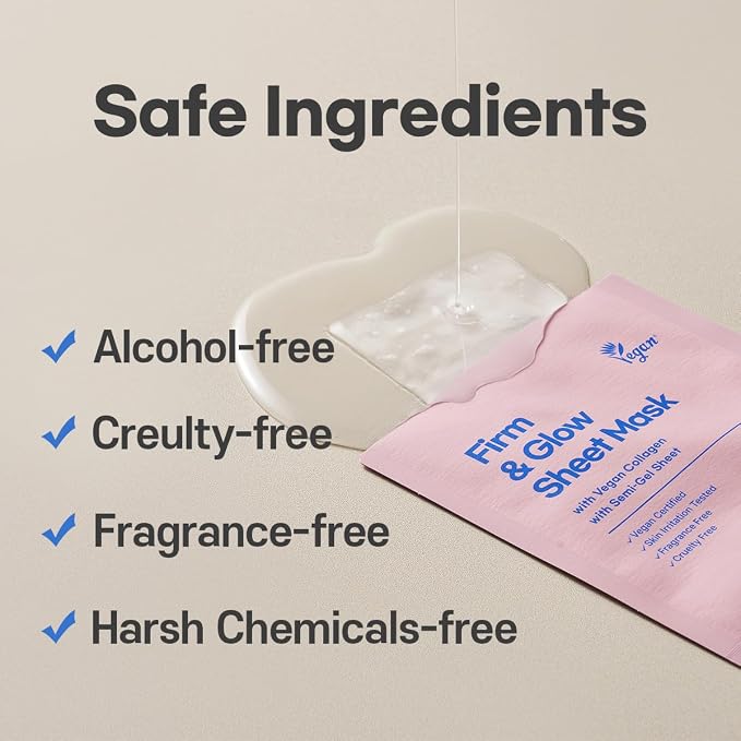 Firm & Glow Sheet Mask with Vegan Collagen Semi-Gel Sheet Biodegradable 100% - Image 5