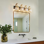 Crystal Vanity Lights 4-Light Black Gold Bathroom Vanity Lights Modern Crystal - Image 3