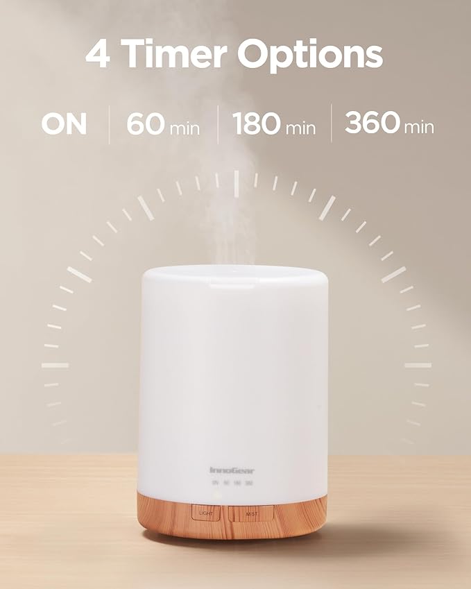 InnoGear Aromatherapy Diffuser & 8 Essential Oils Set, 300ml Premium 5-in-1 - Image 3